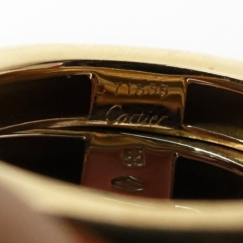 Cartier Stacking Tri-Color 18 Karat Gold Wide Band Ring.