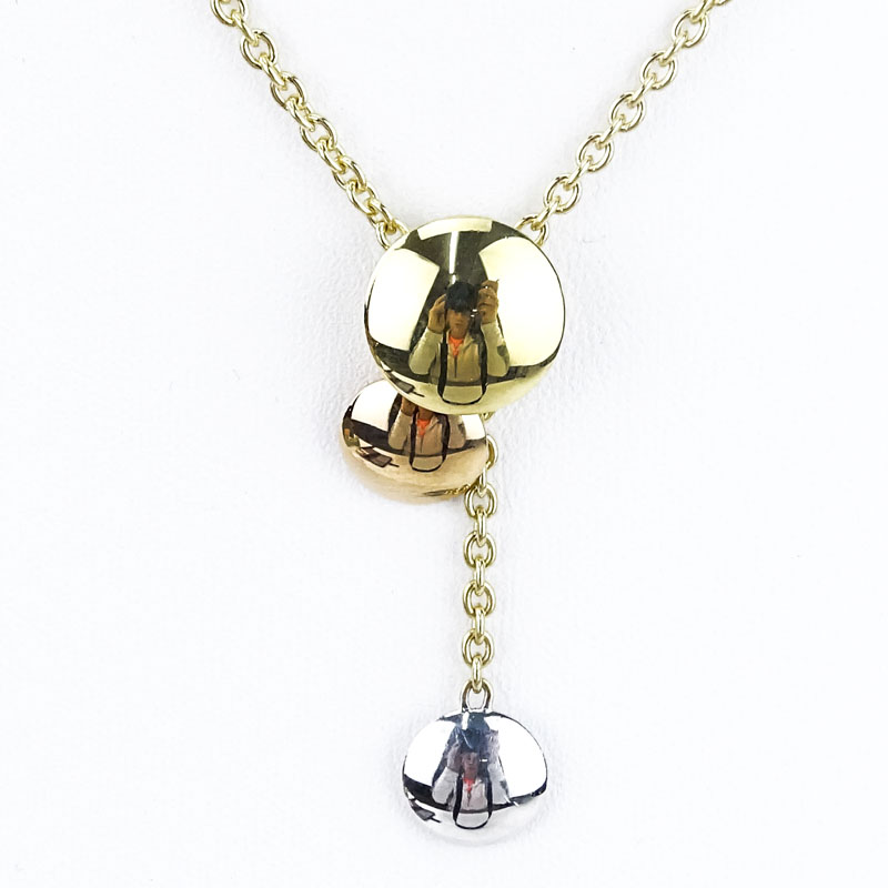 Cartier 18K Tri-Color Gold Triple Graduated Discs Drop Pendant Necklace.