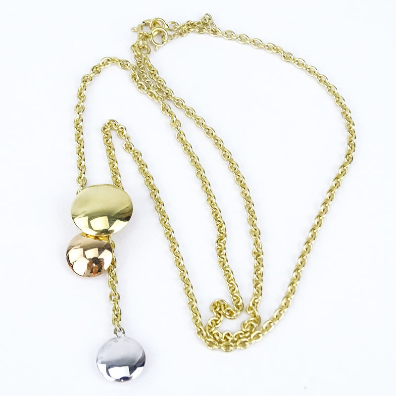 Cartier 18K Tri-Color Gold Triple Graduated Discs Drop Pendant Necklace.