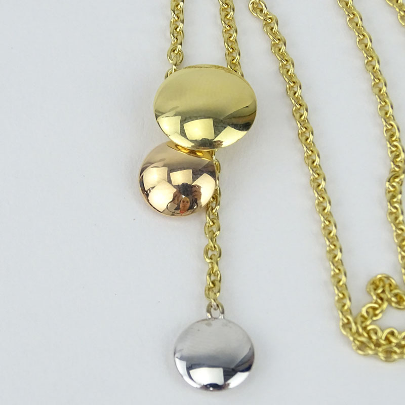 Cartier 18K Tri-Color Gold Triple Graduated Discs Drop Pendant Necklace.