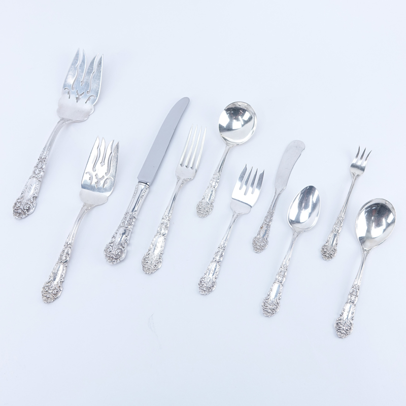 Ninety-Two (92) Piece Reed & Barton French Renaissance Sterling Silver Flatware Set.