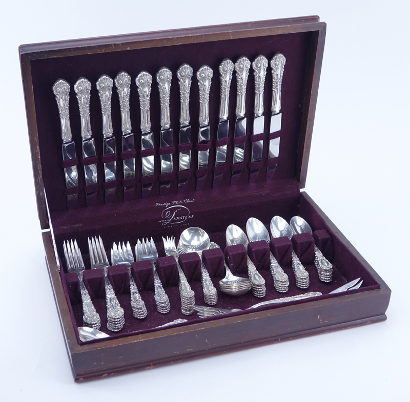 Ninety-Two (92) Piece Reed & Barton French Renaissance Sterling Silver Flatware Set.