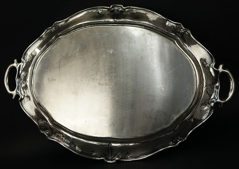 Important Gorham Martele .9584 Silver Tea and Coffee Service With Tray Circa 1910. Retailed by Spaulding & Co., Chicago. 