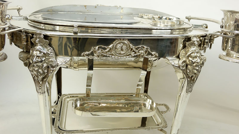 Impressive Antique English Victorian Silver Plate Serving Trolley.