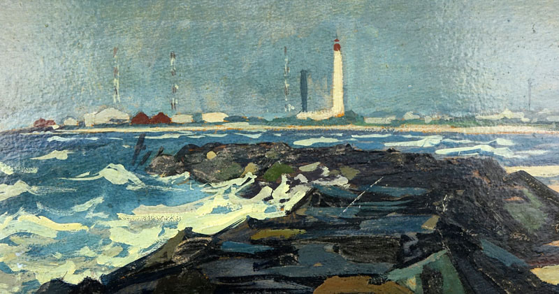 Antonio Pietro Martino, American (1902-1988) Oil on board "Cape May Light". 
