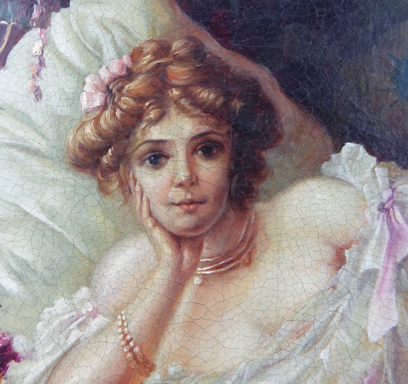 Follower of: Hans Zatzka, Austrian (1859 - 1945) Oil on canvas "Lady In Repose"