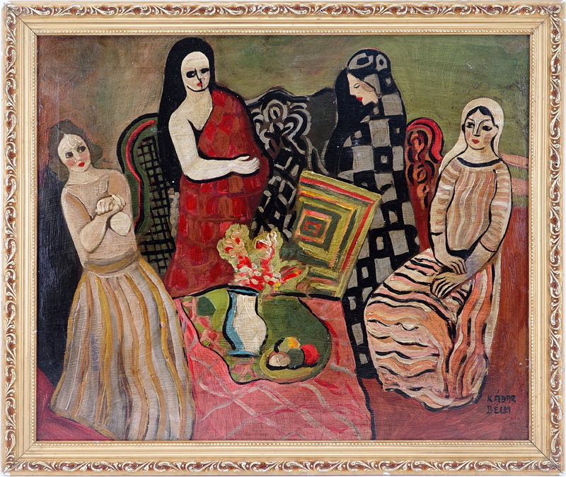 Attributed to: Bela Kadar, Hungarian  (1877-1956) Oil on canvas "Group Of Four Women" 