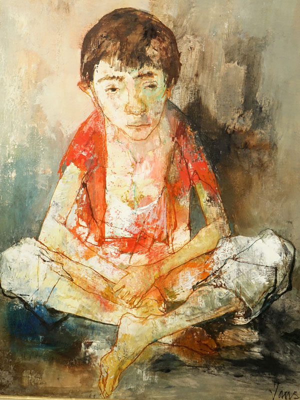 Jean Jansem, French (1920 - 2013) Oil on canvas "Seated Boy". 