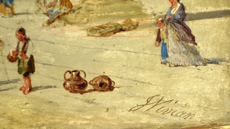 Jane Vivian, British (fl.1869 - 1877) Oil on Canvas "Venetian Scene" Signed Lower Right. 