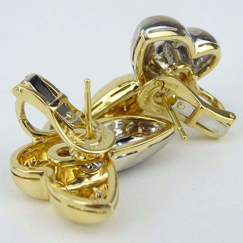 Bulgari Approx. .28 Carat Diamond and 18 Karat Two Tone Gold Butterfly Earrings.