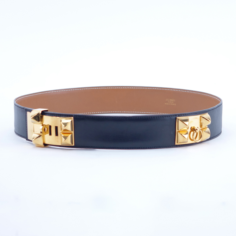 Hermes Black Leather Collier de Chien CDC Medor Black Leather Belt.