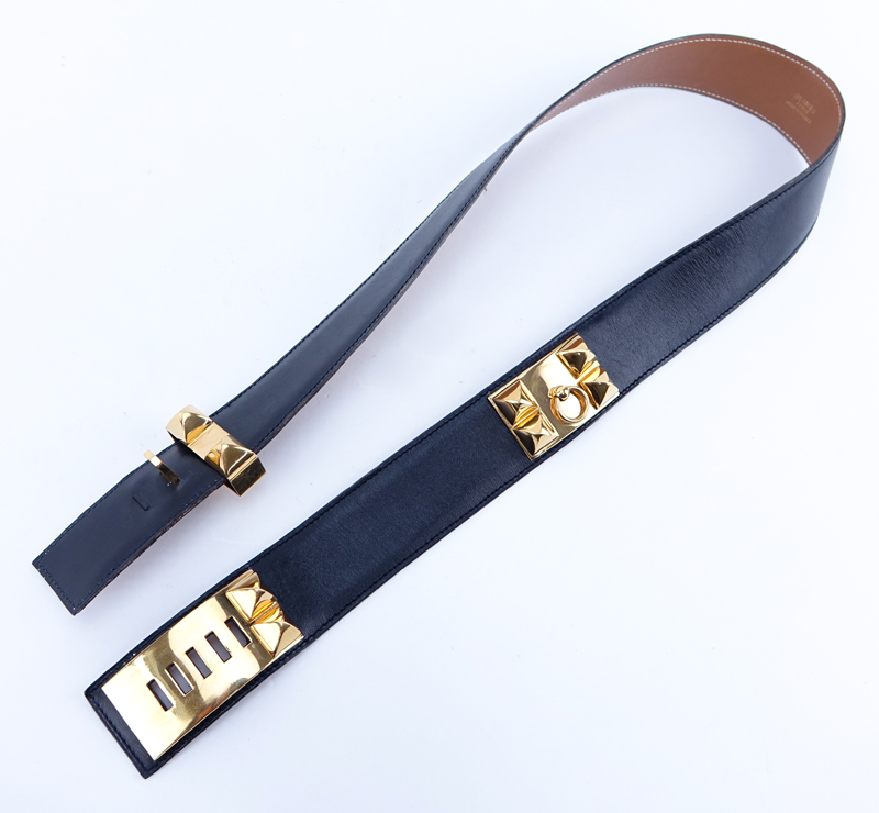 Hermes Black Leather Collier de Chien CDC Medor Black Leather Belt.