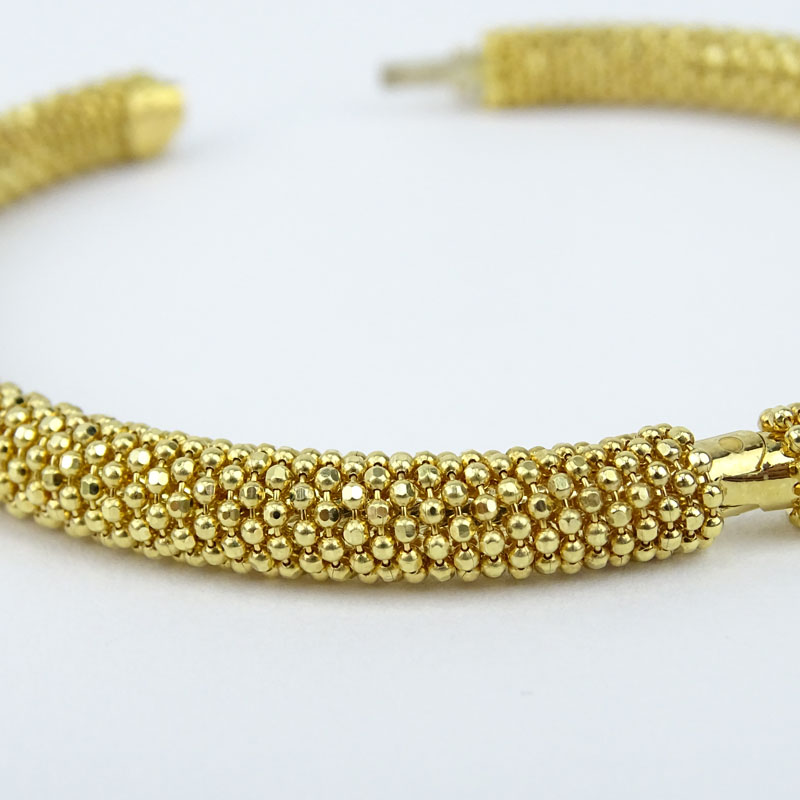 Vintage Italian 18 Karat Yellow Gold Beaded Hinged Bangle Bracelet.