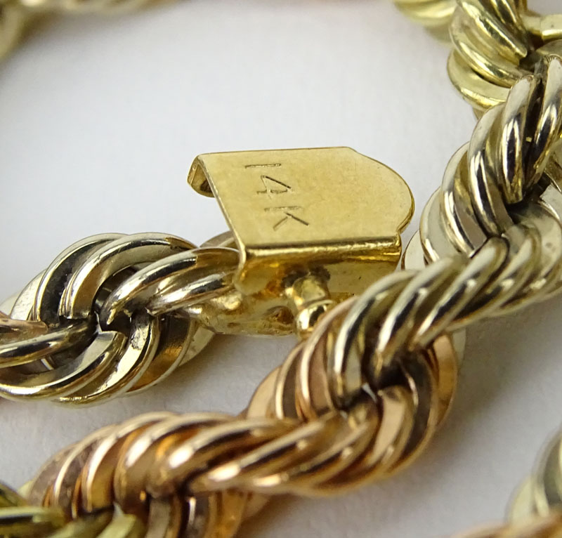 Vintage 14 Karat Tri-color Gold Rope Chain Necklace.