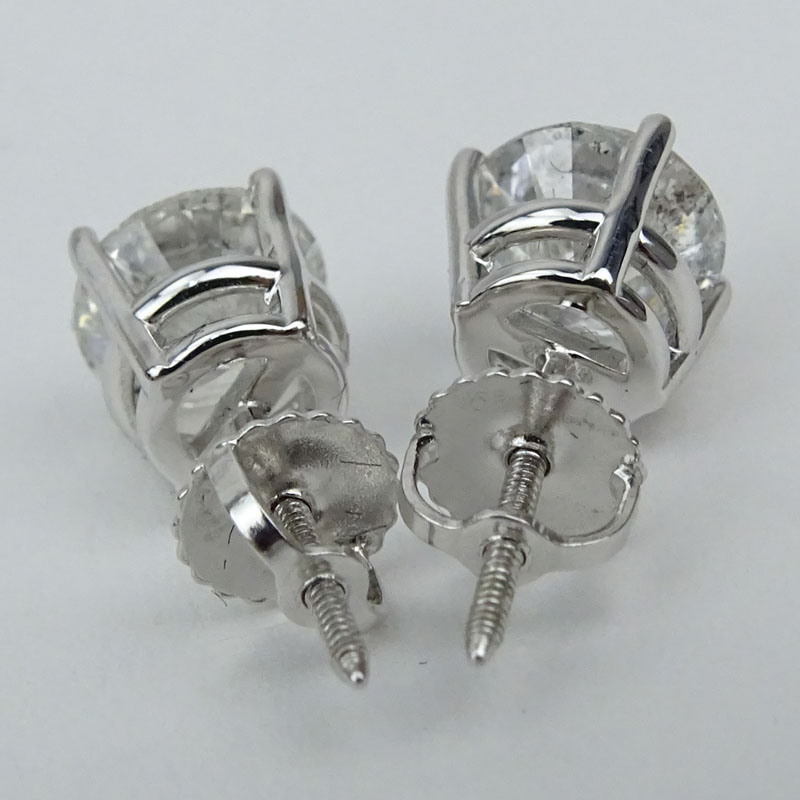 Approx. 2.06 Carat Round Brilliant Cut Diamond and 14 Karat White Gold Diamond Ear Studs.