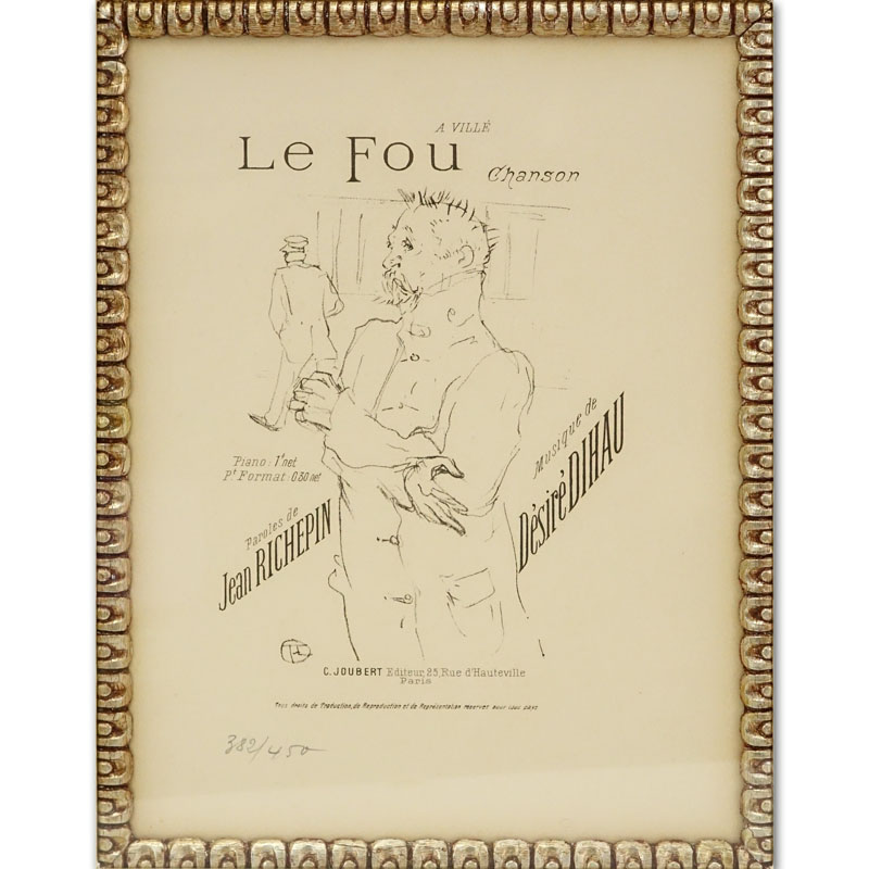 After: Henri De Toulouse Lautrec, French (1864-1901) Lithograph "Le Fou" 