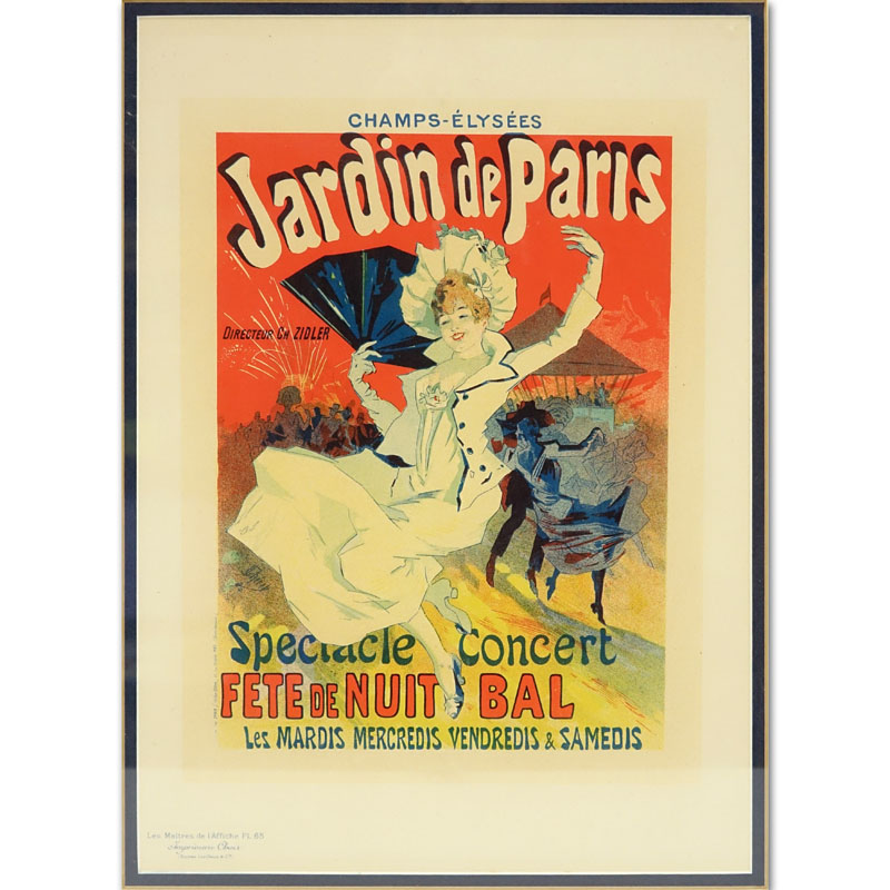 After: Jules Cheret, French (1836 - 1932) Color Lithograph Poster "Jardin de Paris" 