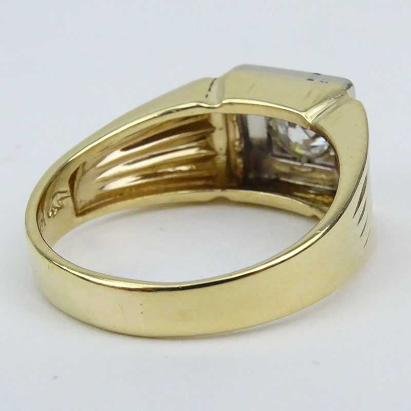 Man's Vintage Approx. .65 Carat Old European Cut Diamond and 14 Karat Yellow Gold Ring.