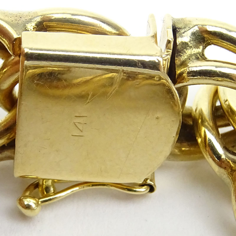 Vintage Heavy 14 Karat Yellow Gold Charm Bracelet.