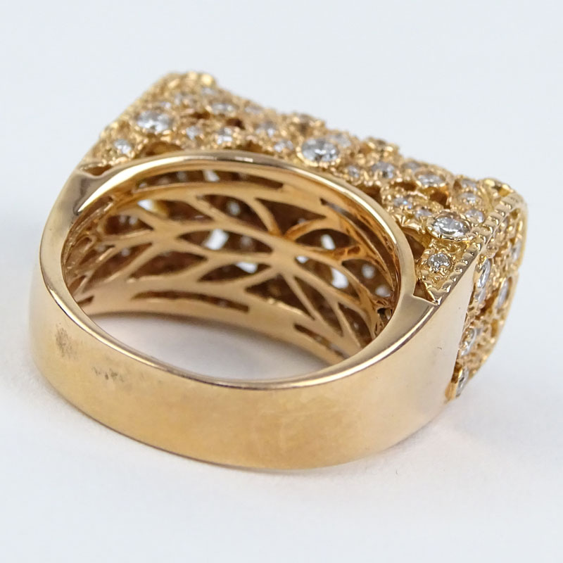 Round Brilliant Cut Diamond and 14 Karat Pink Gold Filigree Ring.