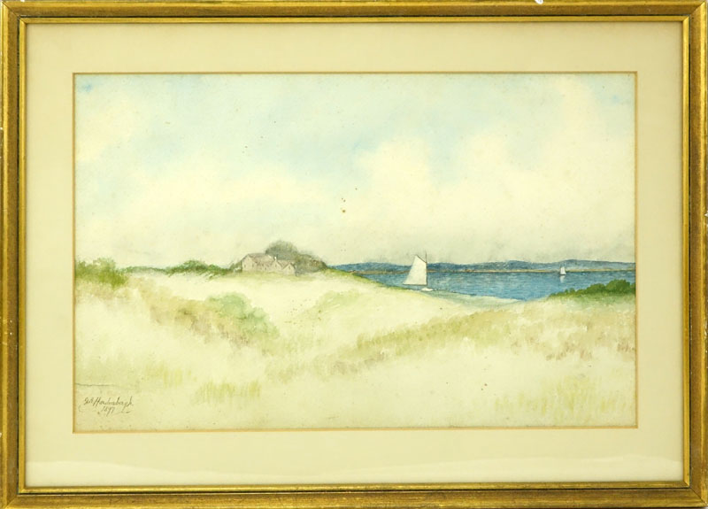 Gerard Hardenbergh, American (1855 - 1915) Watercolor "Beachscape". 