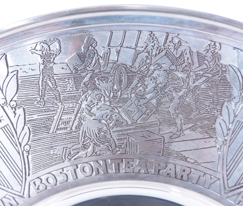 Gorham Sterling Silver 1972 Bicentennial Commemorative Charger in Original Wooden Box.