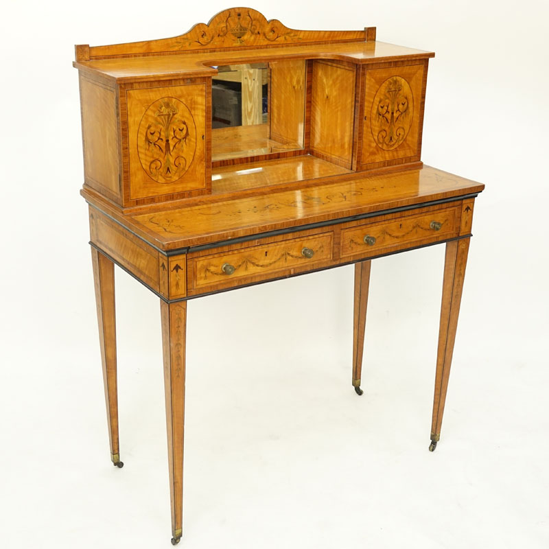 Antique Edwardian Adam Style Satinwood Inlay Ladies Writing Desk.