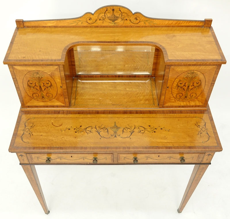 Antique Edwardian Adam Style Satinwood Inlay Ladies Writing Desk.