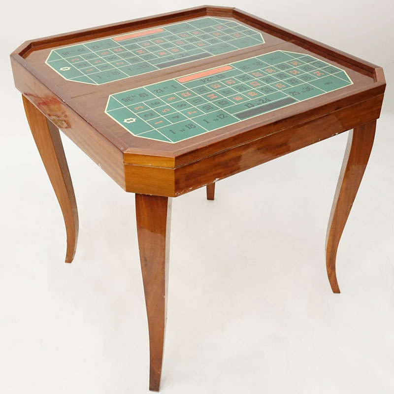 Mid Century Italian Inlaid Lacquer Wood Game Table.