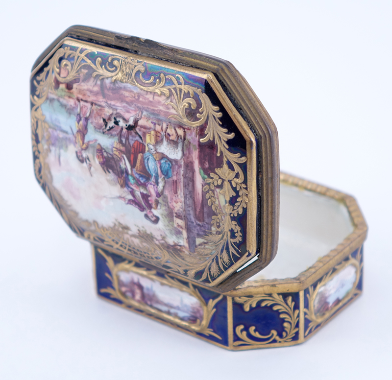 Early Sevres Hand Painted Soft Paste Porcelain Box.