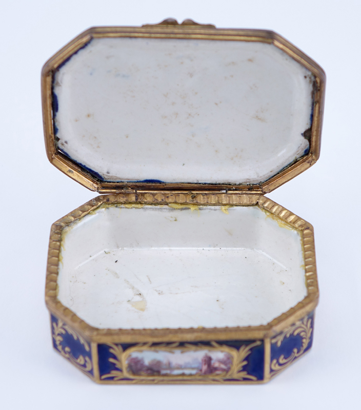 Early Sevres Hand Painted Soft Paste Porcelain Box.