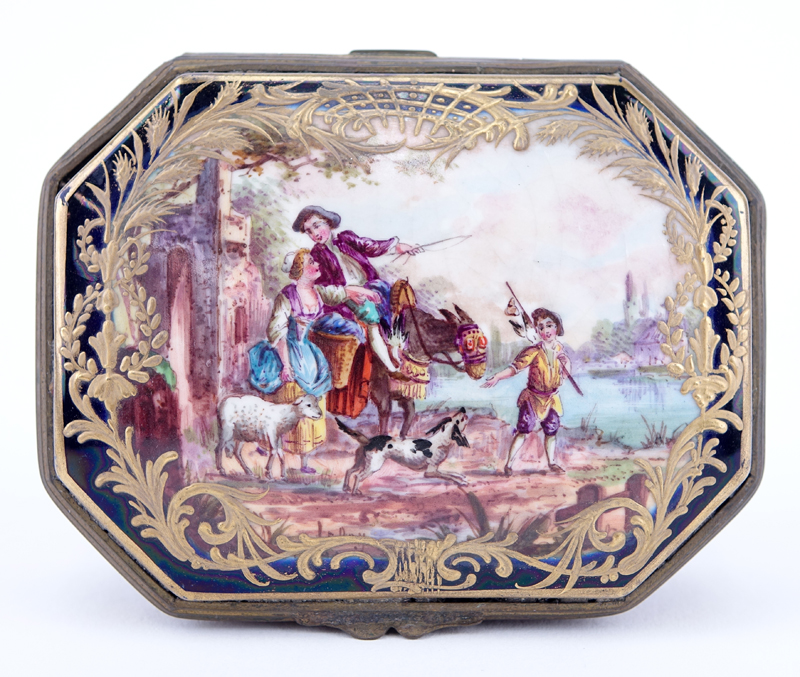 Early Sevres Hand Painted Soft Paste Porcelain Box.