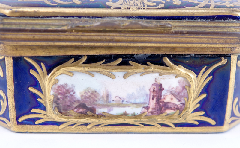 Early Sevres Hand Painted Soft Paste Porcelain Box.