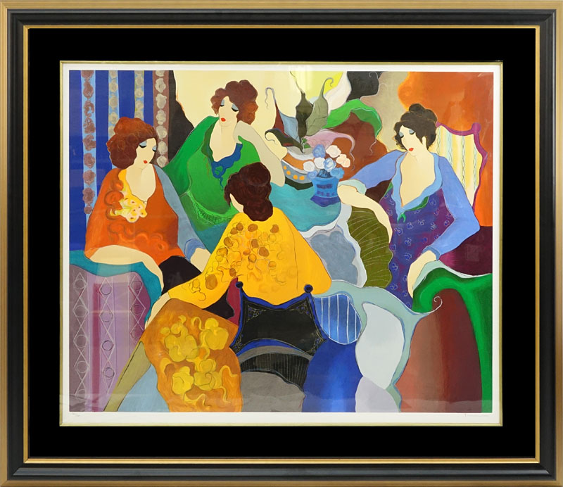 Itzchak Tarkay, Israeli (1935-2012) Serigraph "Four Women". Nicely framed under glass.