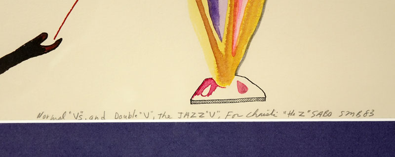 Sabo, American (20Th C) Watercolor and Ink on paper Inscribed: Normal "VS". And Double "V", The Jazz "V", For Christi "the Z" SABO smb 83. 