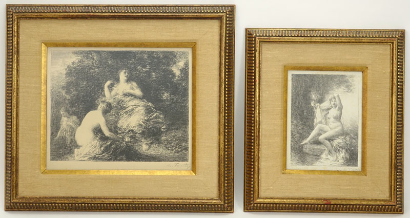Two (2) After: Henri Fantin-Latour, French (1836 - 1904) Lithographs, Each Pencil Signed Lower Right. Includes: "Verite" and "Baigneuses".