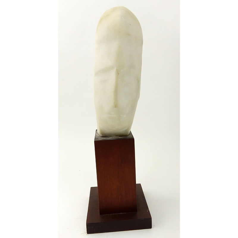 Mid Century Abstract Marble Bust on Wooden Base.