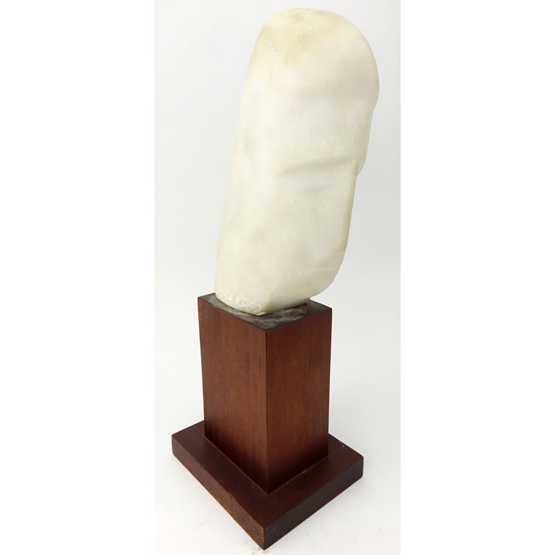 Mid Century Abstract Marble Bust on Wooden Base.