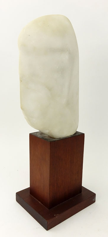 Mid Century Abstract Marble Bust on Wooden Base.