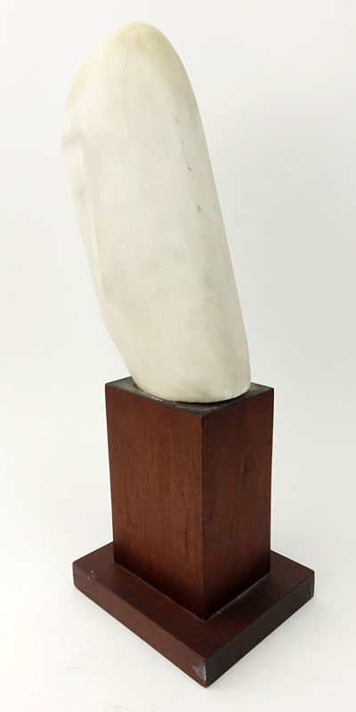 Mid Century Abstract Marble Bust on Wooden Base.