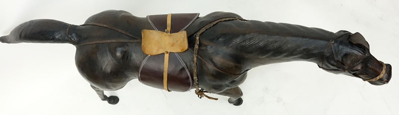 Large Vintage Leather Wrapped Model of a Horse.