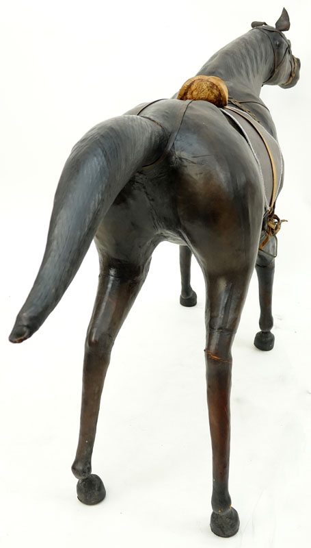 Large Vintage Leather Wrapped Model of a Horse.