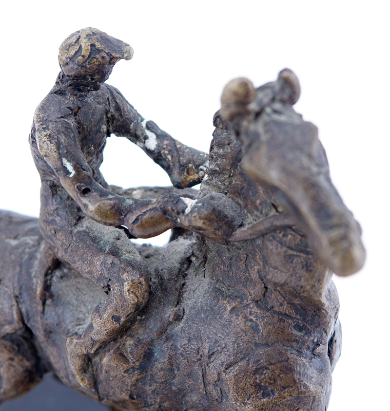 Heriberto Juarez, Mexican (1932 - 2008) Bronze Sculpture "Rider on Horseback" on Marble Base. 