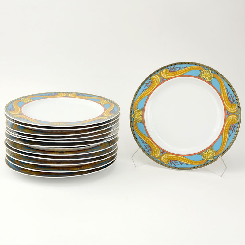 Twelve (12) Rosenthal Versace Les Trésors de la Mer Dinner Plates.