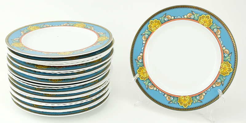 Twelve (12) Rosenthal Versace Les Trésors de la Mer Breakfast Plates.