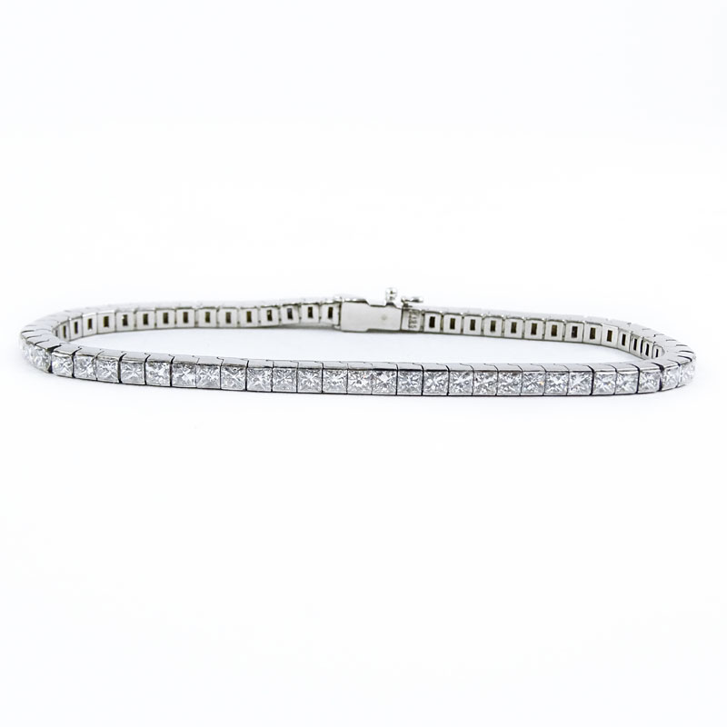 Approx. 8.24 Carat Princess Cut Diamond and Platinum Line Bracelet.