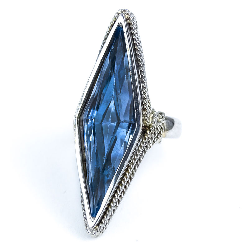 London Blue Topaz and 14 Karat White Gold Ring.