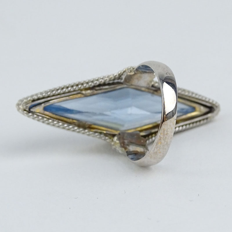 London Blue Topaz and 14 Karat White Gold Ring.