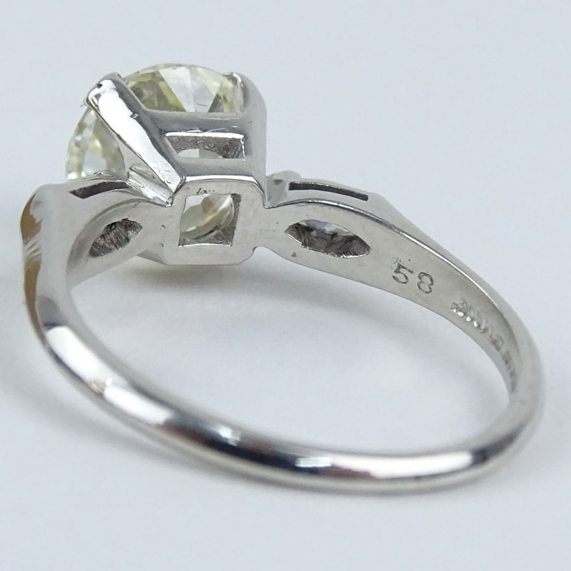 Art Deco Approx. 2.40 Carat Old European Cut Diamond and Platinum Engagement Ring.