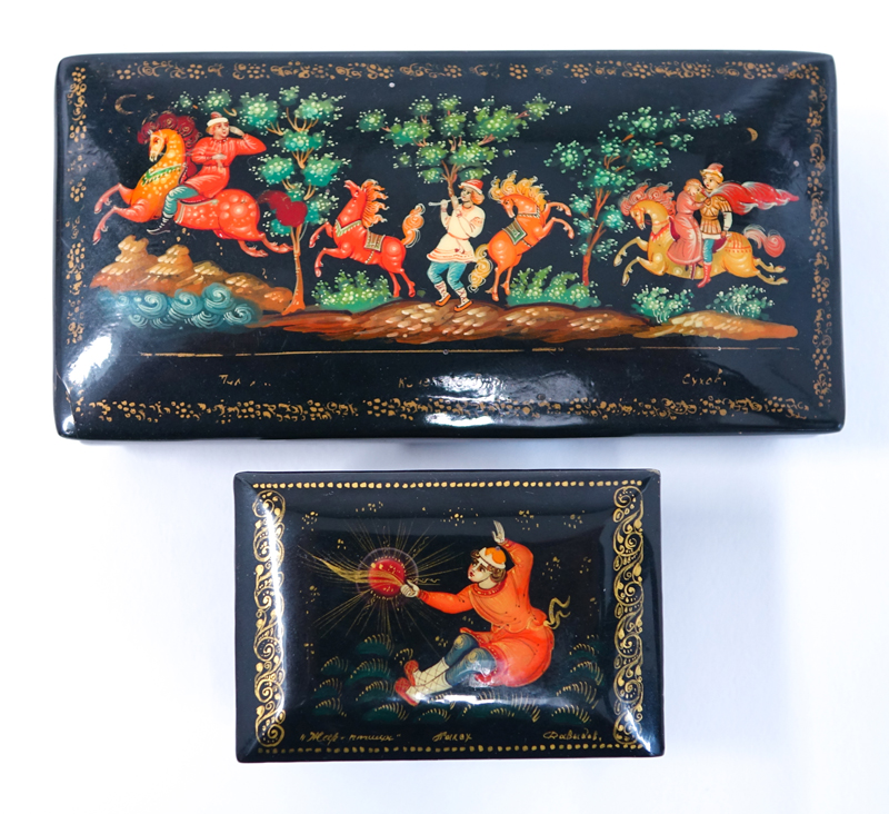 Collection of Five (5) Russian Lacquer Boxes.